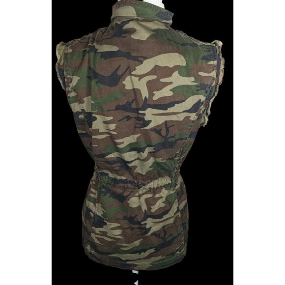 Anthropologie White Crow Camo Studded Utility Vest With Drawstring Waist - Picture 3 of 9